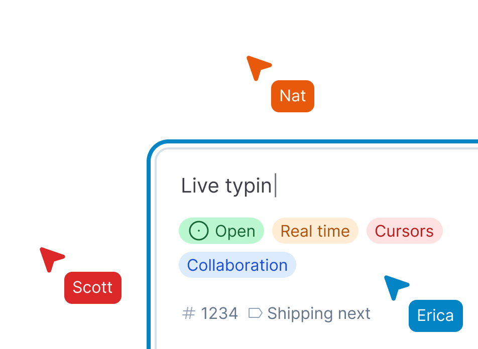 Realtime cursors and and live typing on a GitHub issue
